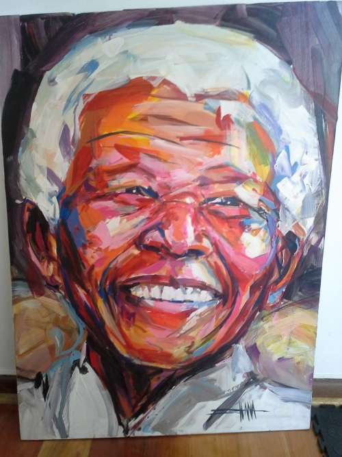 Mind Shana Acrylic painting Nelson Mandela 540mm x 740mm Not framed, what you see is what you'll rec